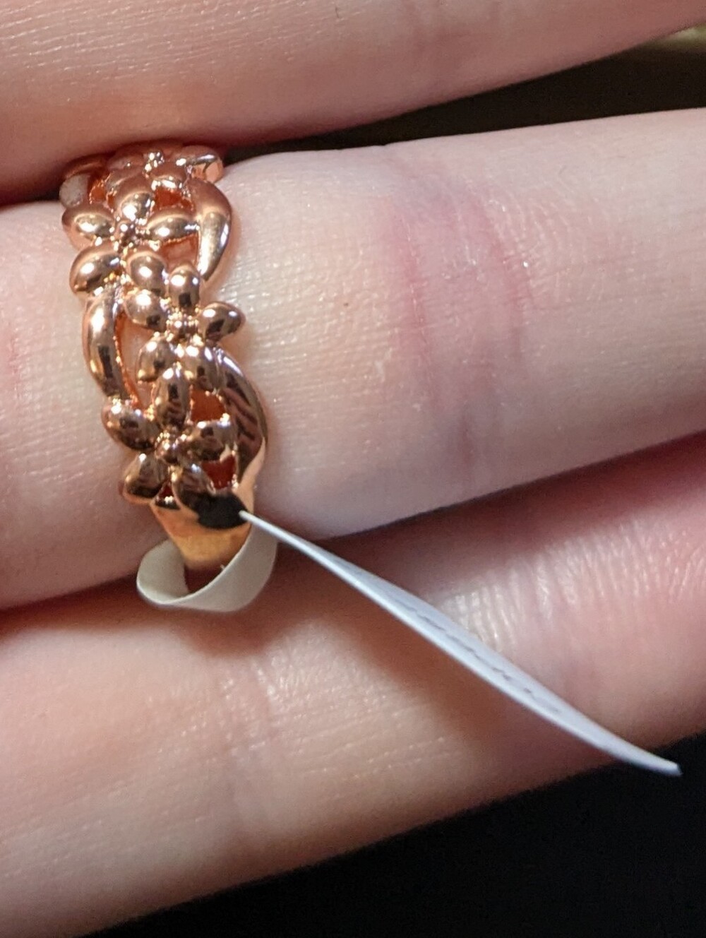 Timna Collection Floral Copper Ring Size 7